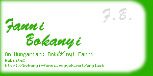 fanni bokanyi business card